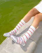 PAULINE REFLECTIVE SOCKS - COQUELICOT / RED STRIPE