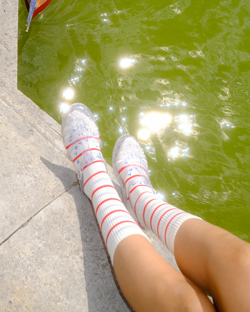 PAULINE REFLECTIVE SOCKS - COQUELICOT / RED STRIPE