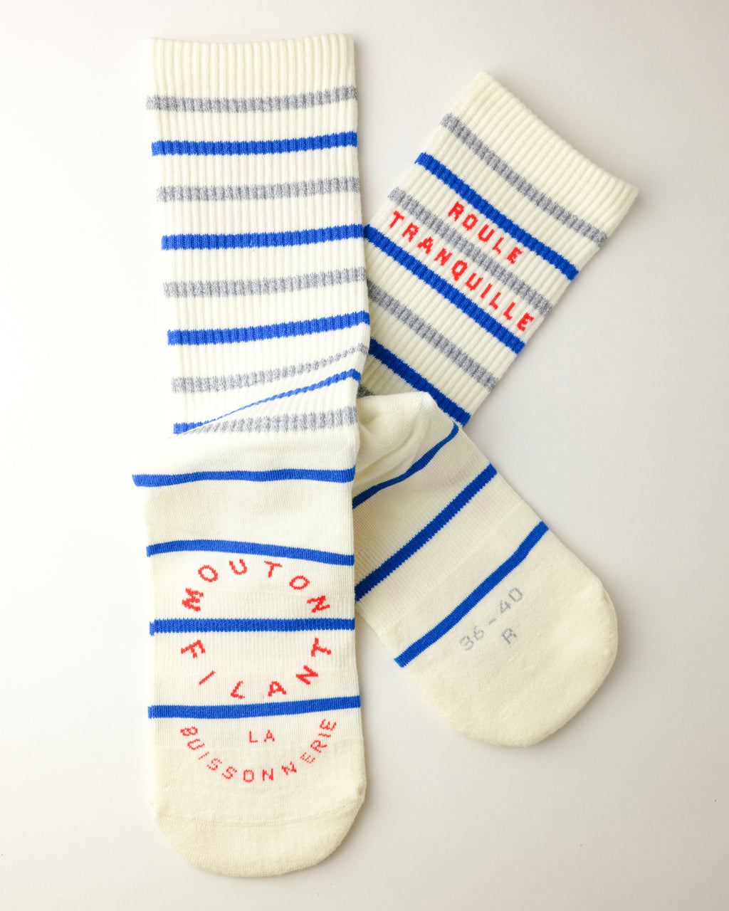 PAULINE SUMMER REFLECTIVE SOCKS - AZUR / BLUE STRIPE